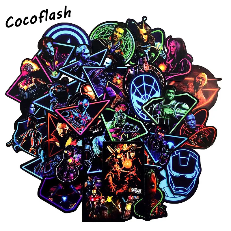 

24pcs Neon Super Hero Avengers Marvel Random Style Sticker For Skateboard Motorcycle Luggage Stickers For Laptop Waterproof