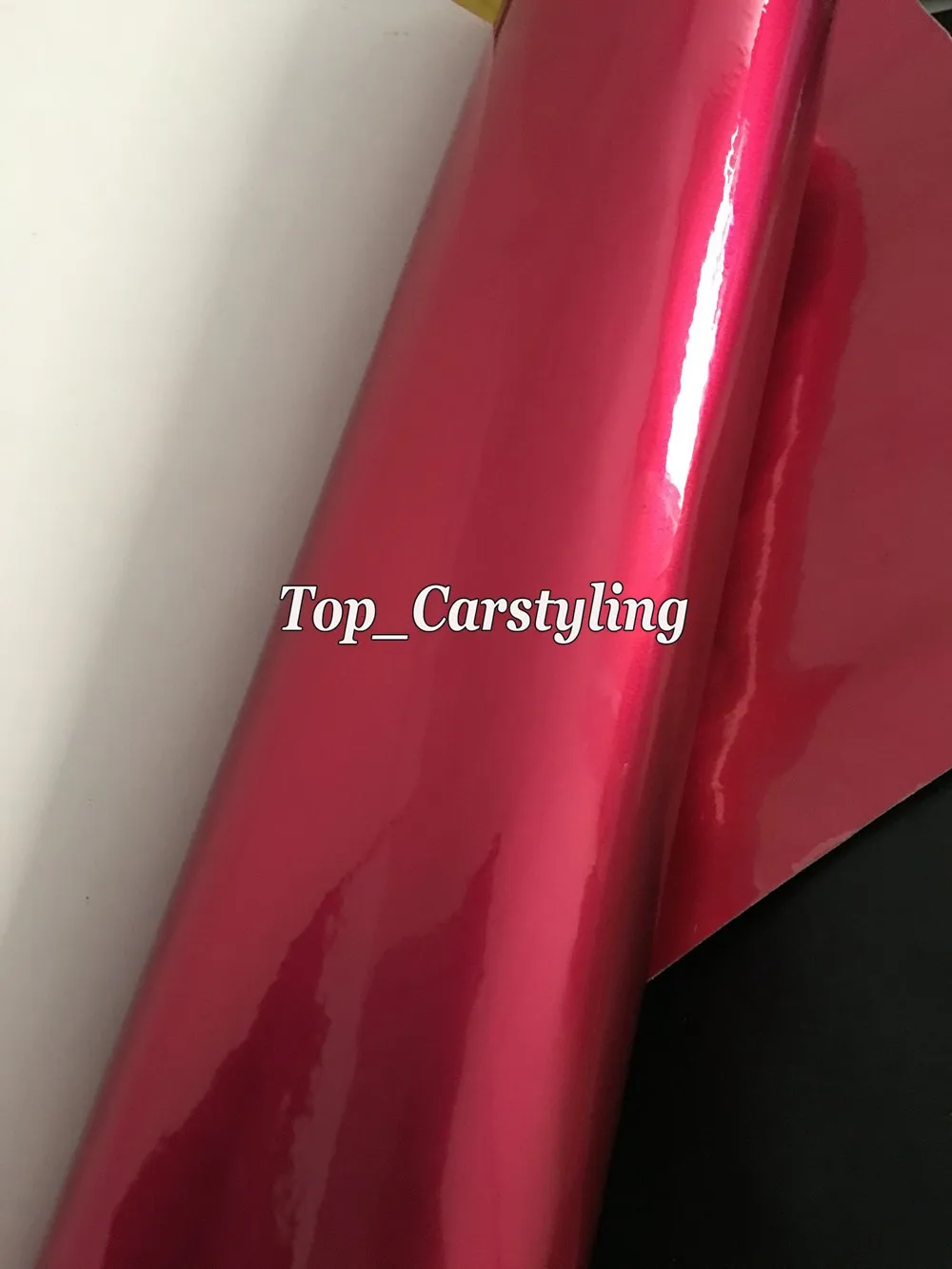gloss metallic rose red hot pink car wrapping film (3)