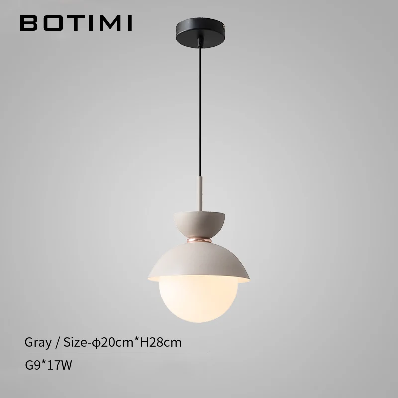 BOTIMI Modern LED Pendant Lights With Glass Lampshade For Dining Room Colorful Restaurant Hanging Kitchen Lighting Fixtures - Цвет корпуса: Gray