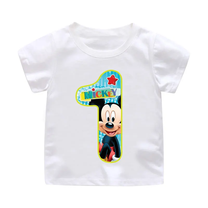 ZSIIBO Birthday T-shirt Boy Girl Letter Cartoon Mouse Print Summer short sleeve O-neck Tees Children clothing Kids tops CX6L102 - Цвет: Bai01