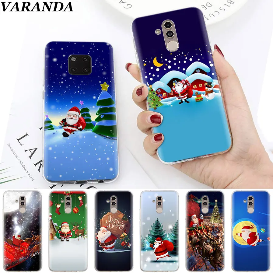 

Merry Christmas Santa Claus Cartoon Soft Cases for Huawei Mate 10 20 Pro Mate 20 Lite P20 P30 Lite P Smart Plus Case Coque