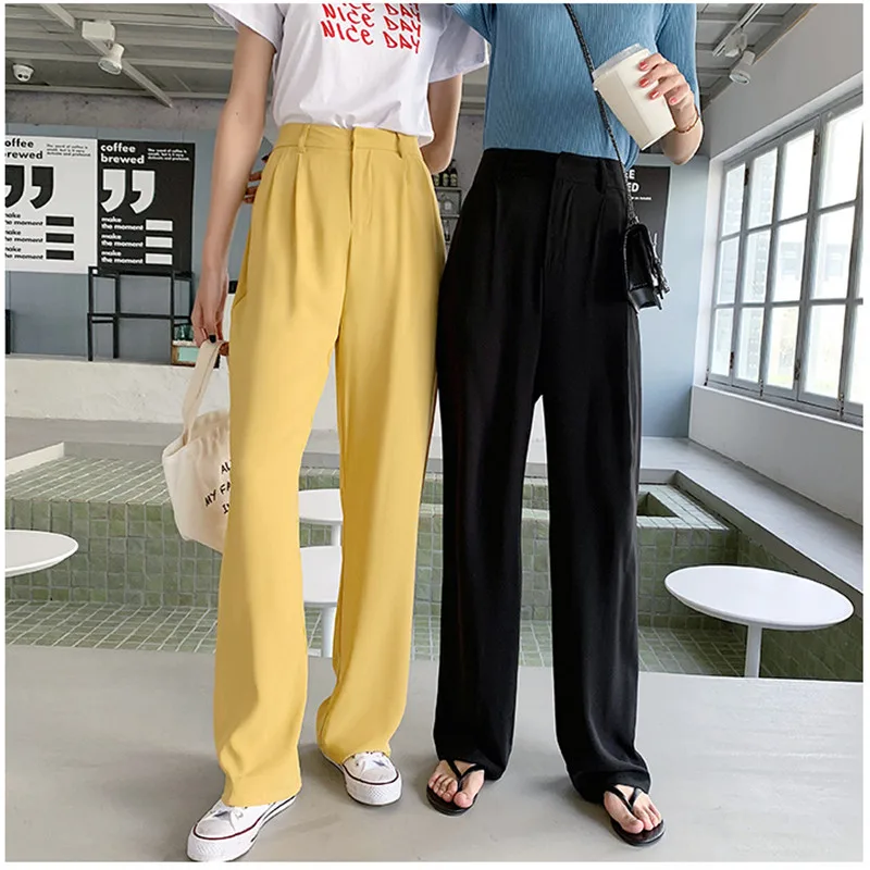 

JUJULANS chiffon pants full length pants Cool breathable fabric Summer candy colour pants chiffon loose straight pants 868