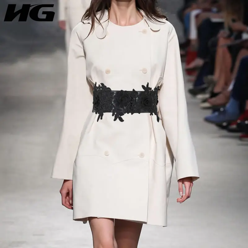 

[HG] 2019 Spring Summer Lace Belt Woman Europe Fashion Solid Color Female Fashion Simplicity Elastic Waist Cummerbunds WBB2129