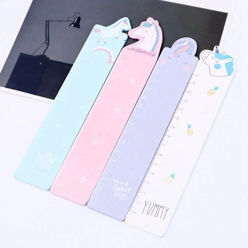 

1 Pcs Lovely Kawaii Animal Unicorn Wood Ruler Creative Learn Drawing Straight Rulers School Stationery Supplies Color Random