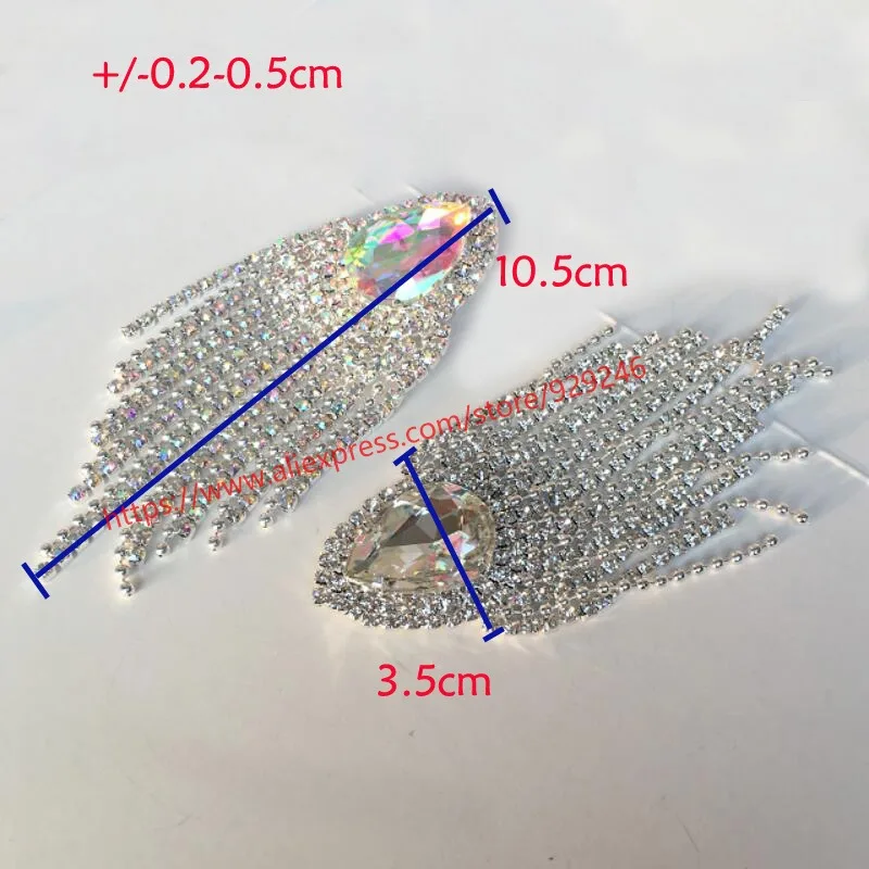 2 шт./лот, изысканные хрустальные стразы в форме капли, с кисточками, AB, стеклянная Хрустальная брошь, одежда на плечо, декоративные камни, Пришивные