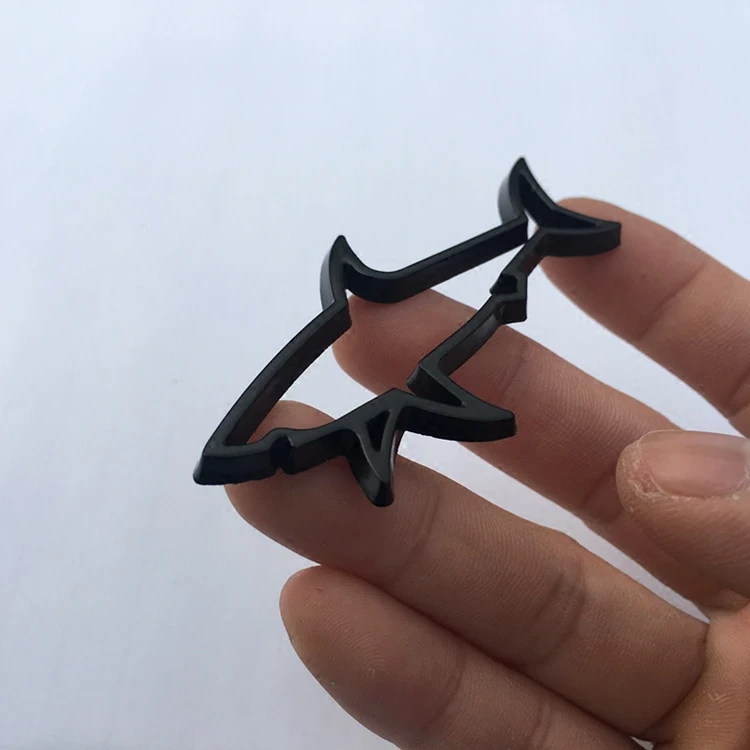 1 pieza 3D Metal Shark Shape coche pegatina emblema coche Logo partes exteriores piezas de repuesto coche estilo