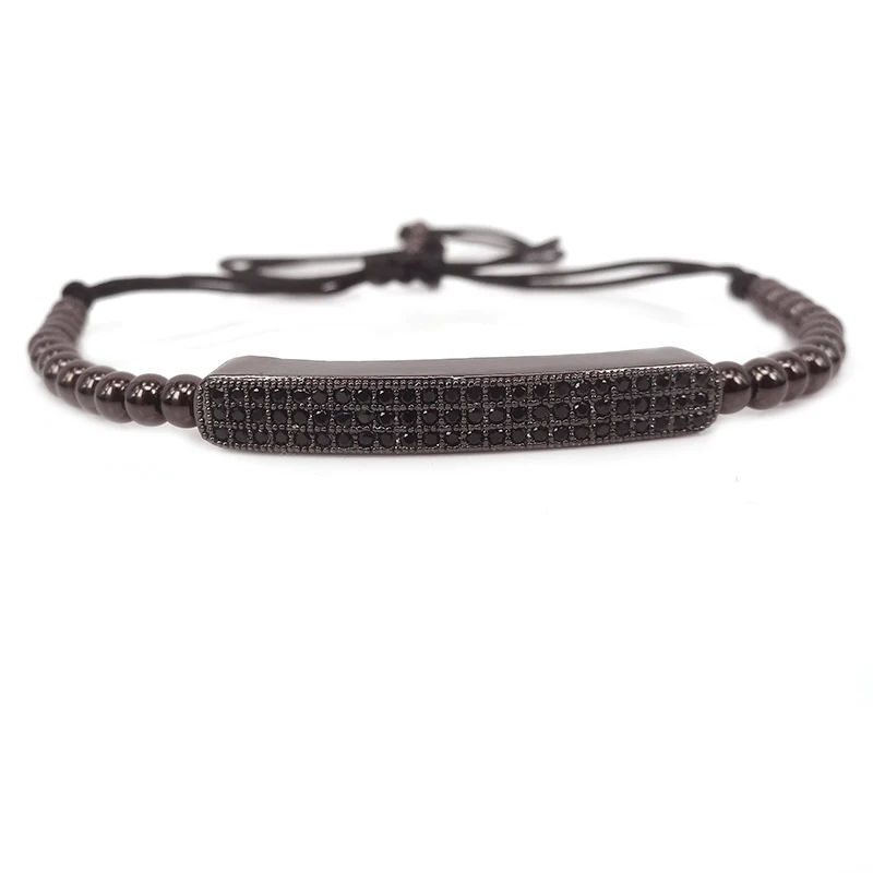 Новый брендовый мужской браслет черный длинный с микрозакрепкой из черных