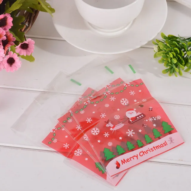 50PC Christmas Plastic Self Sealing Bag Candy Cookies Pouches Gift Bag Self Adhesive Resealable Cellophane Poly Bag Dropshipping