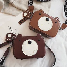 MANFUNI New Korean Cartoon Shoulder Bag for Women Cute Bear Girl Casual Messenger Bag Wide Shoulder Strap Letter Wild Square Bag