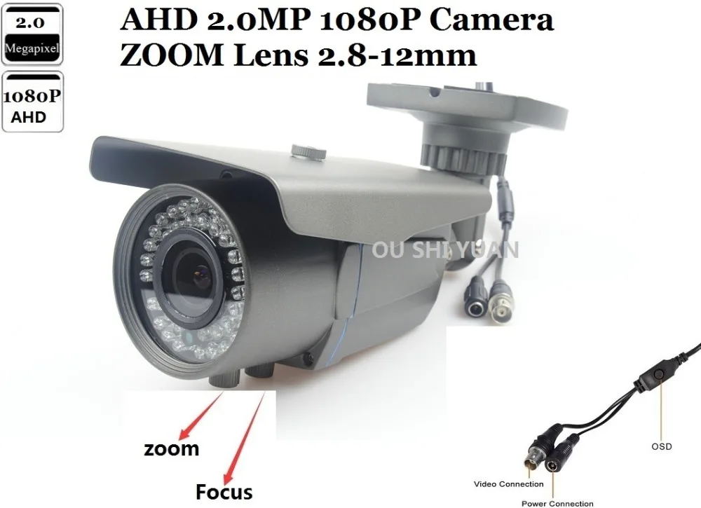 

CCTV AHD Waterpr Outdoor Camera 1/3" HD 1080P 2.0 MP Sony IMX322+NVP2441 Zoom Lens 2.8-12mm AHD Camera For AHD-H 1080P DVR