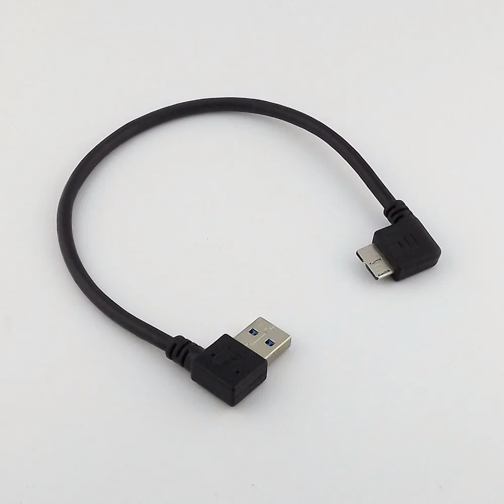 1 шт. USB 3,0 правый угловой мужчина к микро левым угловым B Мужской кабель адаптера данных 27 см
