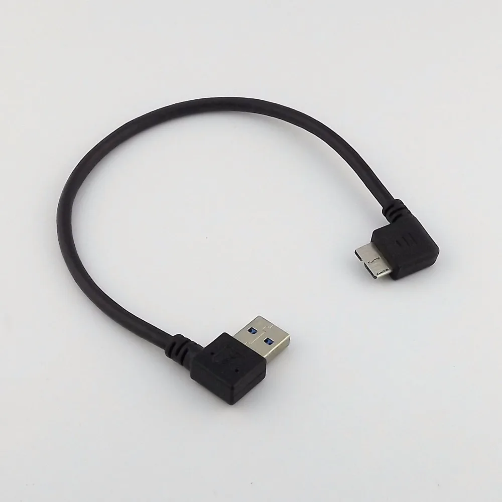1 шт. USB 3.0 справа под углом мужчина к Micro слева под углом B Мужской данных Кабель-адаптер 27 см