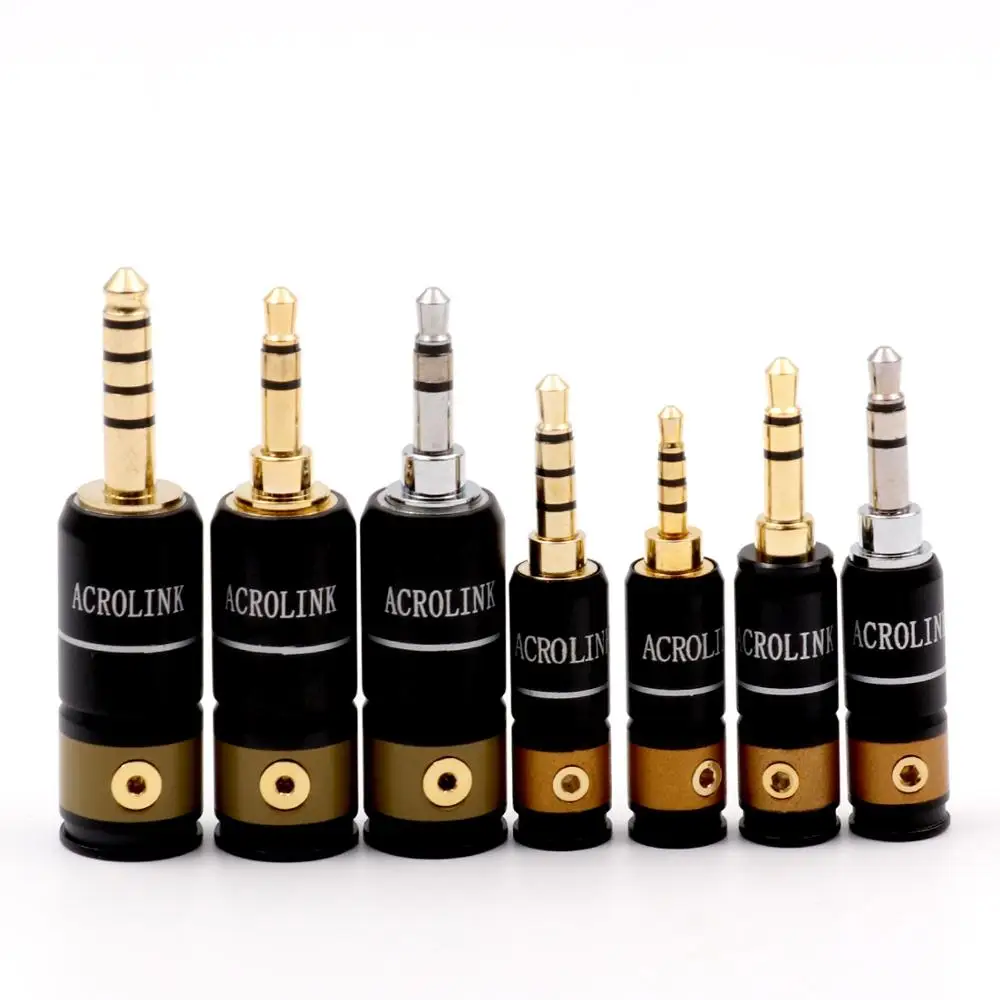 

2.5/3.5/4.4mm HiFi Audio Headphone Earphone Jack Plug Connector Pure Brass Gold Plated 1PC/Lot