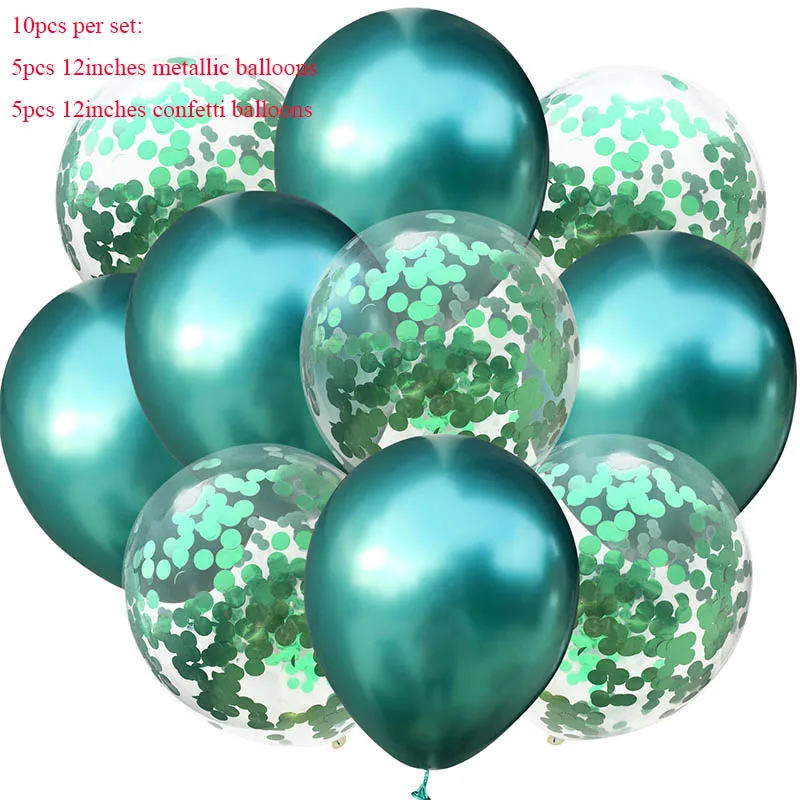 10 шт смешанные шары с золотыми конфетти Летающий металлический шар воздушный шар на день рождения джунгли вечерние украшения день рождения украшения - Цвет: green