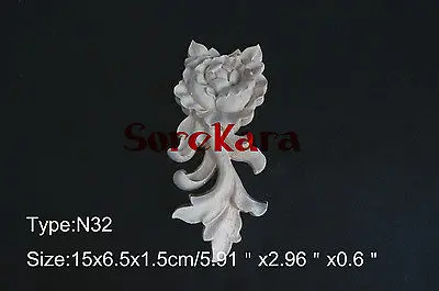 N32 15x6 5x1 5 см Дерево резной длинный Onlay аппликация цветок рамка дверь наклейка