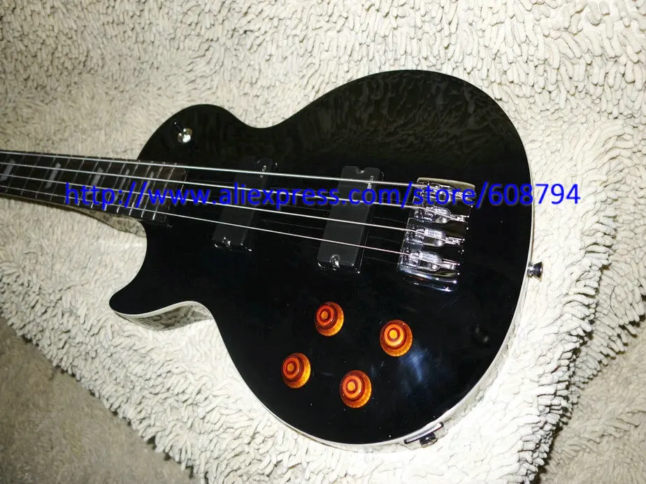 Black Left Handed 4 strings Bass Guitar Maple fingerboard China guitar Custom Guitar guitar factory free shipping