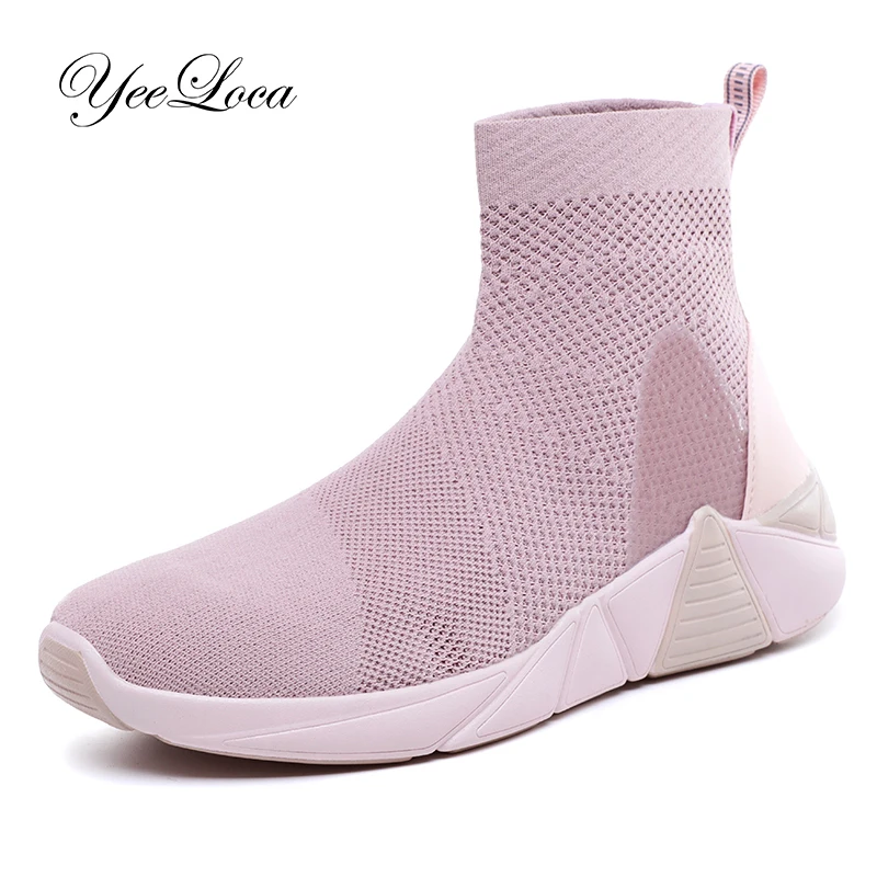 Skup Dzianiny damskie wysokie buty sportowe lekkie miękkie siłownia kobieta para Tenis skarpety buty sportowe modne adidasy Tenis Feminino