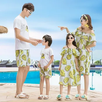 

Family Look Couple Matching Mother and Daughter Clothes Dad Son Outfits Dress for Mommy and Me Kids Girls Mom Daughter Dresses