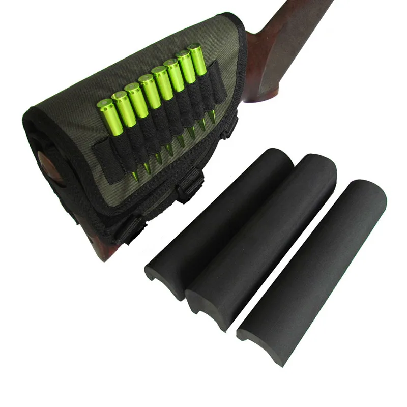 

Hunting Gun Accessories Buttstock Sniper Rifle Cheek Rest with 3 Adjustable Pads Bullet Cartridges Holder Right Handed