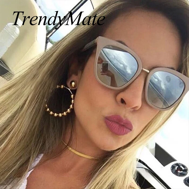 

2017 New Classic Vintage Cat Eye Silver Mirror Women Stylish Sunglasses Fashion Brand Designer Retro Sun Glasses for Lady 1061T