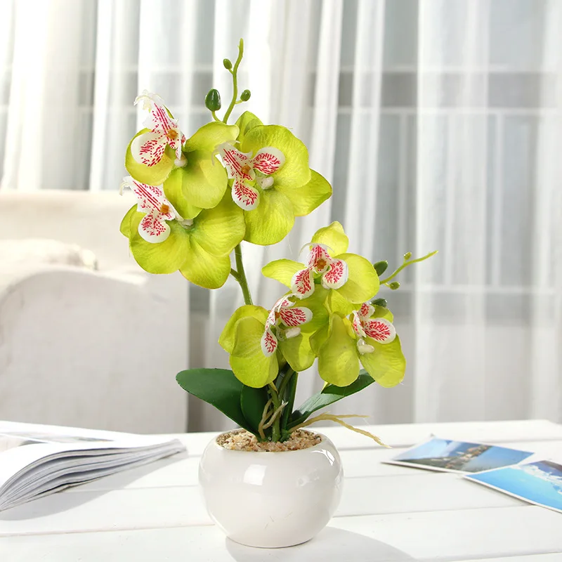 Один набор искусственная Орхидея, бабочка суккулентов в горшках домашний сад бонсай Балкон Декоративные искусственные цветы зеленые растения