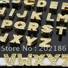 10 мм Золотой горный хрусталь Письма diy буквы подходят 10 мм DIY вещи 130 шт