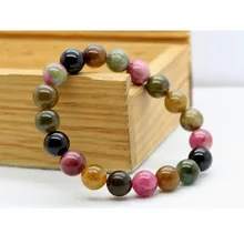Такой же качественный Натуральный турмалиновый полированный тянущийся браслет с круглыми бусинами 10 Fit Jewelry DIY