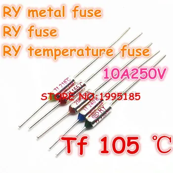 

RY 100pcs/lot New Micro thermal fuse 10A250V 105 Degrees 105 C Mini temp fuse metal shell Thermal Cutoff