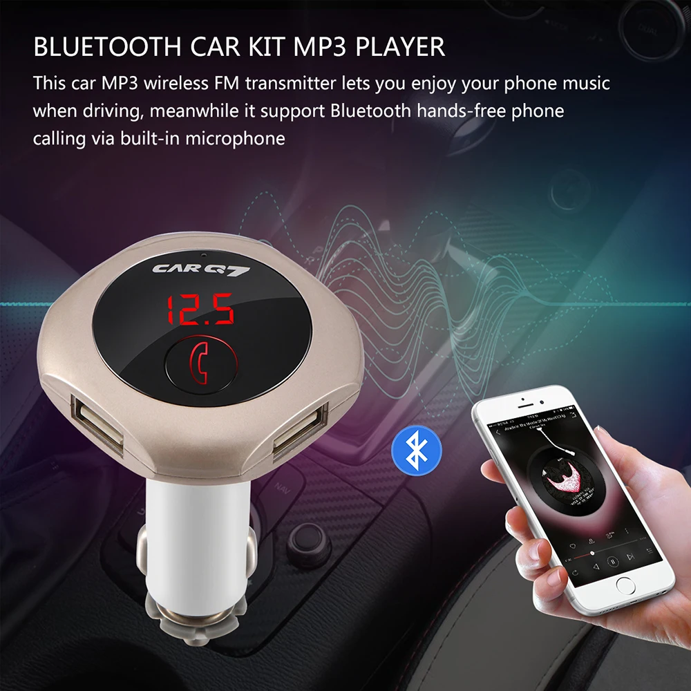 Onever вращающийся Bluetooth Car Kit fm-трансмиттер MP3 модулятор плеер 2.5A Dual USB Автомобильное Зарядное устройство DC 12/24 В usb fm-трансмиттер s