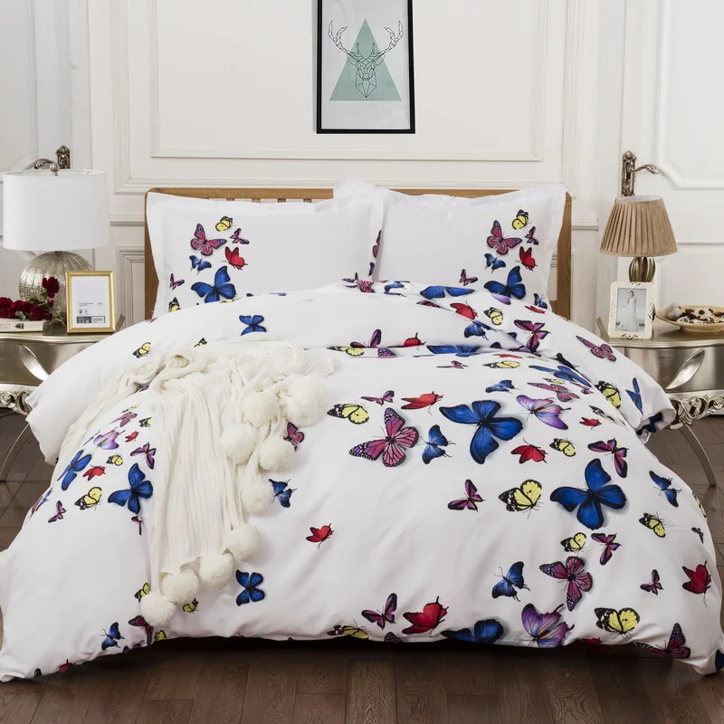 

3D Butterfly bed linen set quilts and bedding sets Animal Soft Doona Cover 3 Pieces AU Queen King UK Double Size comfortable