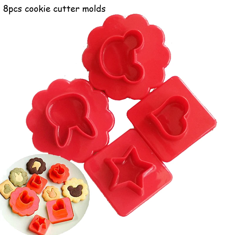 

8Pcs/set Cartoon Mickey Cookie Cutters Molds Heart Star Shape 3D Biscuit Dessert Pastry DIY Cookie Sushi Fruits Fondant Moulds