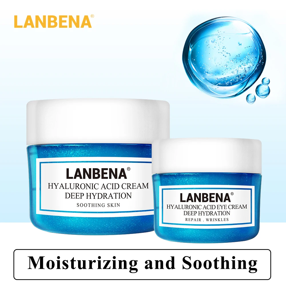 

LANBENA Hyaluronic Acid Cream + Eye Cream Moisturizing Whitening Anti-Aging Acne Treatment Firming Skin Care Set