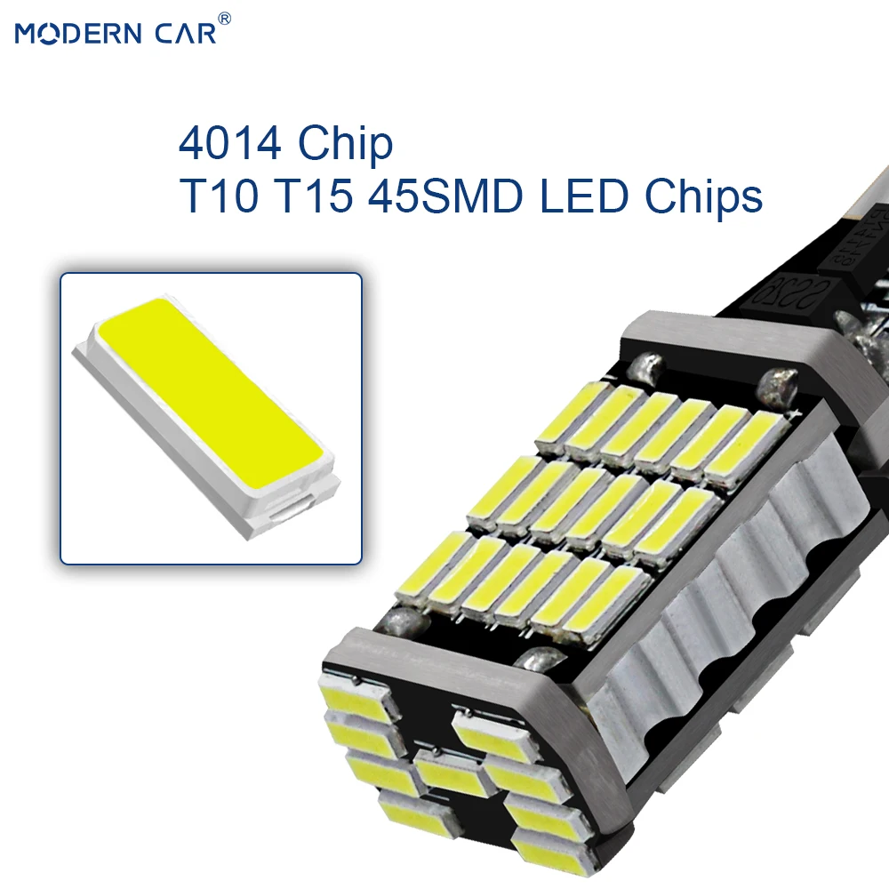 Современный автомобильный светодиодный светильник T15 T10 45 4014 45SMD T16 без ошибок Canbus