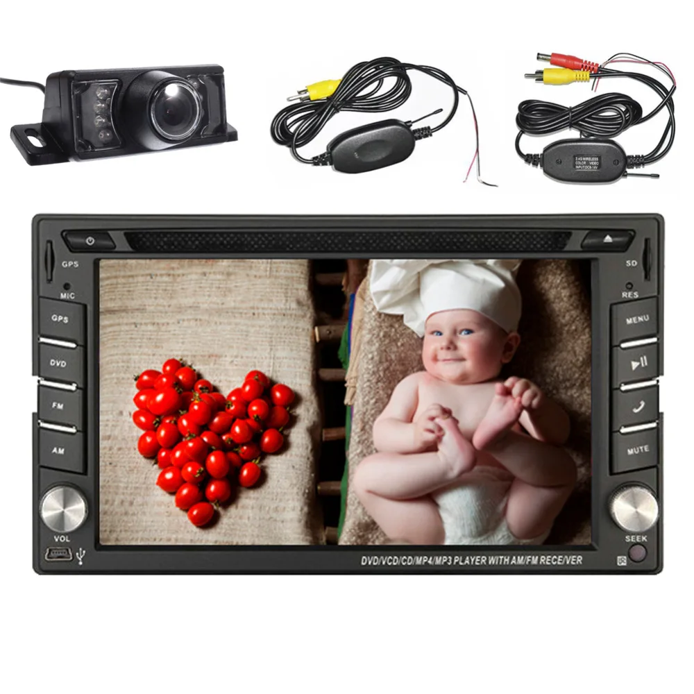 Excellent Wireless Rear Camera+Universal 6.2 inch Touch Screen Car GPS Navigation DVD Player Support AM FM Radio /Steering Wheel Control 0