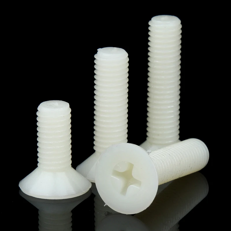 

Nylon Flat Head Cross Recessed Machine Screw Countersunk Plastic Phillips Head Metric Bolts White M2.5 M3 M4 M5
