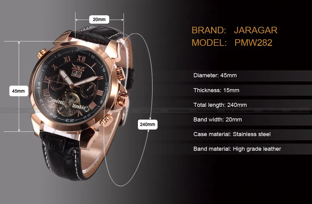 montre homme flying tourbillon vogue caso ouro mecânico