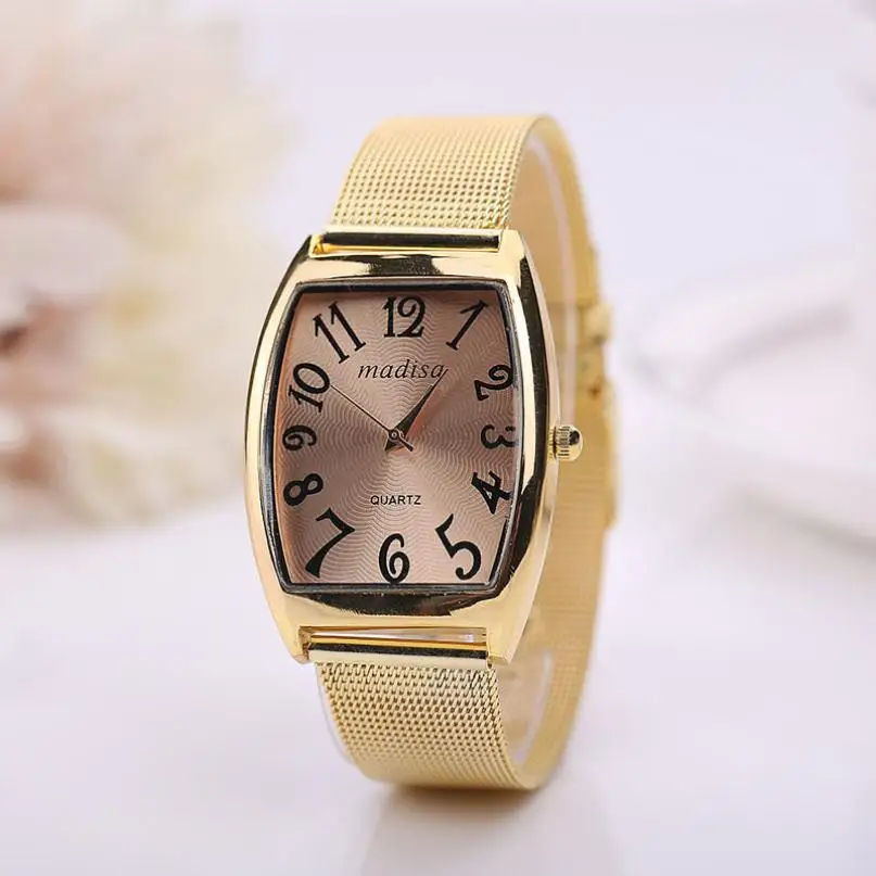

susenstone Women Watch Bracelet luxury gold Rectangular Women Lady Classic Quartz Stainless Steel Wrist Watch relogio feminino