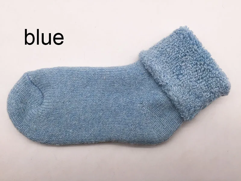 Детские носки зимние детские милые толстые шерстяные носки гетры из хлопка, аксессуары для детской обуви, короткие носки для мальчиков и девочек, 5771W - Цвет: blue