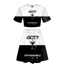 GOT7 костюм с короткой юбкой Лидер продаж 2 футболка с короткими рукавами и Дорис на каждый день комплект с платьем из двух предметов высокое качество Повседневное GOT7New Kpop комплект