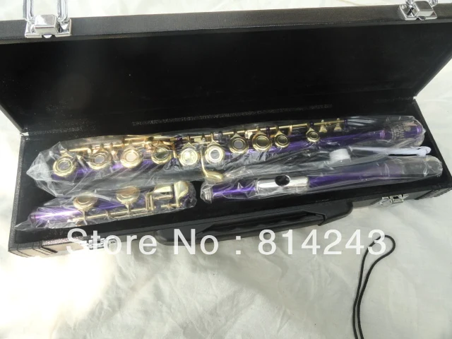 Cheap 16 Hole Open Plus The E Key  Flute Purple Silver Grant  Flute YFL-271S A Very Good Birthday Present  Obturator Flute Instrument