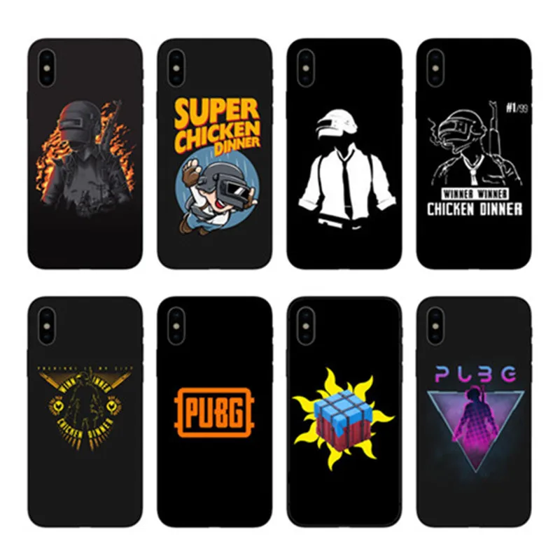 

Campos de Batalha das Playerunknown PUBG caso Tampa do telefone celular para o iphone 4 5 6 7 8 X PLUS Black Soft silicone Coque