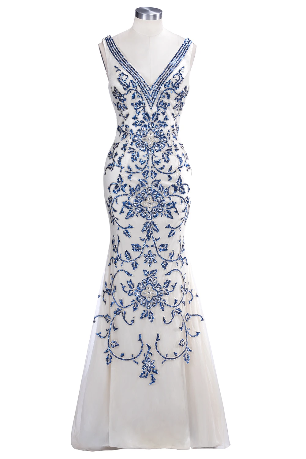 Luxury Champagne Evening Dress Long Mermaid Sheath Womens Embroidery Formal Gowns Sequin Vestidos Longo Special Occasion Dress