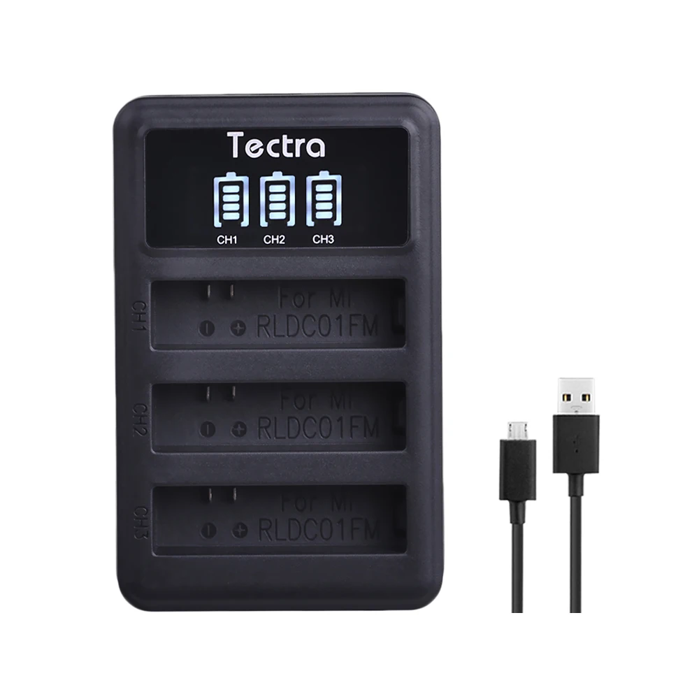 Tectra 1 шт. светодиодный 3 слота USB зарядное устройство для спортивных камер Xiao mi Jia