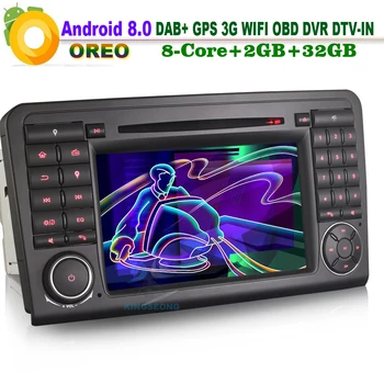 

7"Android 8.0 Head Unit GPS Navi Wifi MP3 Player DAB+ Radio DTV-IN Car DVD player for Mercedes Benz ML-Class W164 ML330 ML350