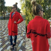 

2018 new woman cardigan sweater letters lapel long section sweater woman