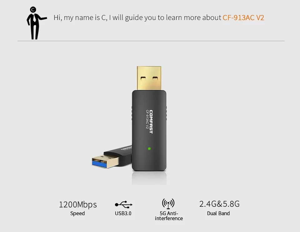 Длинный диапазон ПК Wifi адаптер USB Lan Dongle Wi-Fi антенна 1200-1900 Мбит/с Wlan приемник сетевая карта ПК ноутбук беспроводной emitte