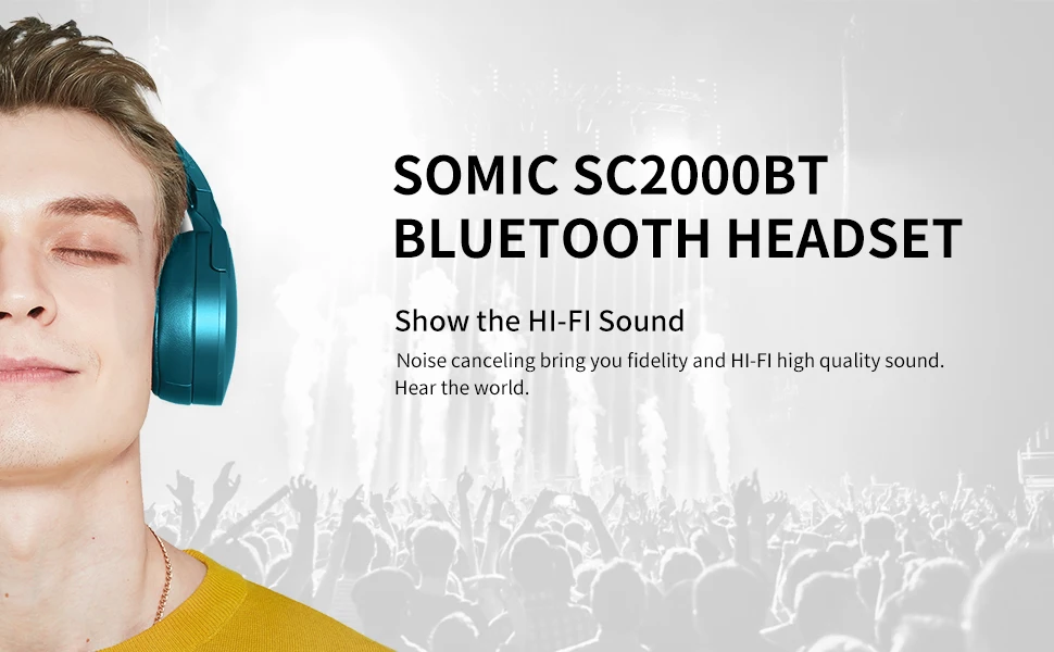 SOMIC SC2000BT беспроводные Bluetooth наушники Hi-Fi стерео Портативная Музыкальная гарнитура для мобильного телефона xiaomi tablet pad