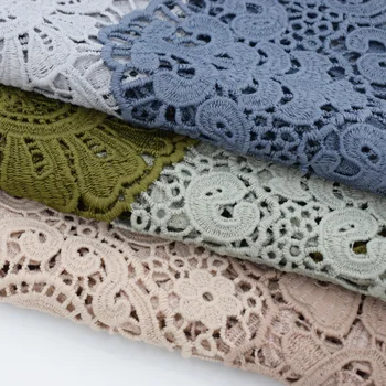 

3 styles dge embroidery double color water soluble lace fabric for dress telas tissu au metre tecido tela shabby chic tissus