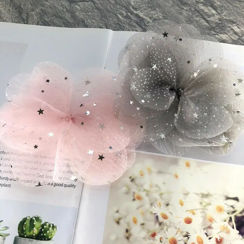 

5.12 inch handmade girls hair bows clip big butterfly flower yarn barrette hairpins spring summer party girls hair accessories