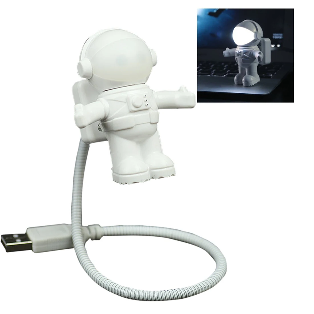 Белый гибкий светодиодный ночник космонавта с usb-трубкой для компьютера ноутбука